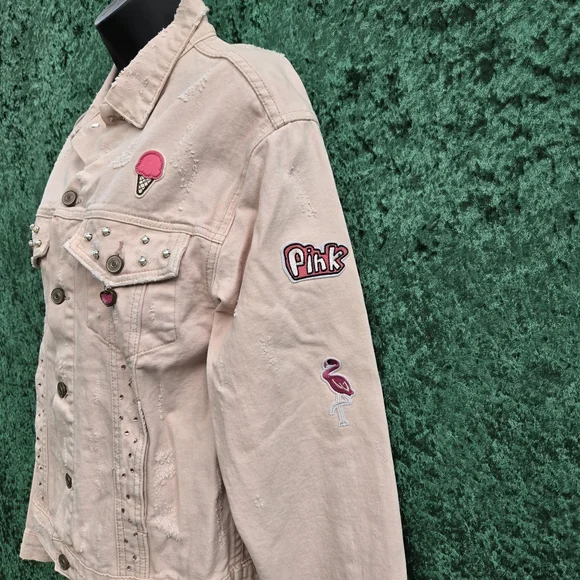 Lea & Viola Light Pink Embroidered Jean Jacket - Picture 10 of 12